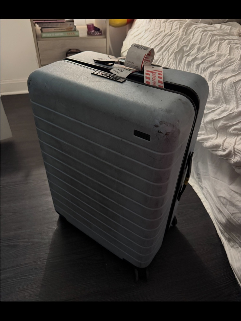 Away Hard-Shell Checked Medium Luggage Baby Blue